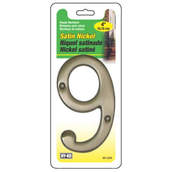 Hy-Ko BR-43SN-9 4 in. Satin Nickel Prestige Series House Number 9 Pack of 3 - 746273