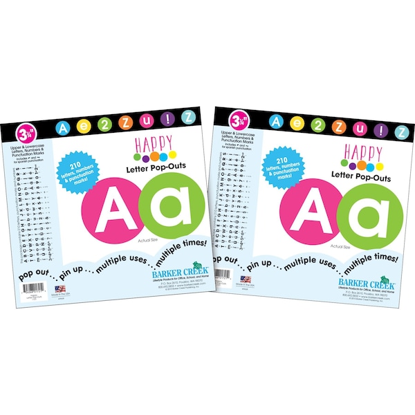 Barker Creek Happy 3-1/4" Circle Letter Pop-Outs, 420/Set - 3644