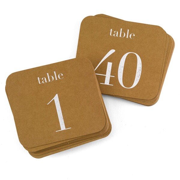 Hortense Hewitt Kraft Table Number Cards, Silver - 1-40 - Pack of 40 - 39512