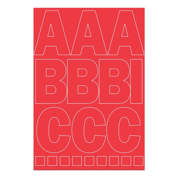 Hy-Ko 3In Vinyl Red Numbers & Letters, 10PK - A30005