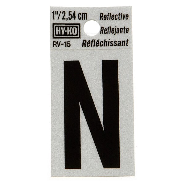 Hy-Ko 1.25In Reflective Letter N, 10PK - B00387