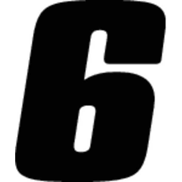 Hardline Products Number Label, Blk, Vinyl, 4 in. H, No. 6, PK3 - DB43B-6