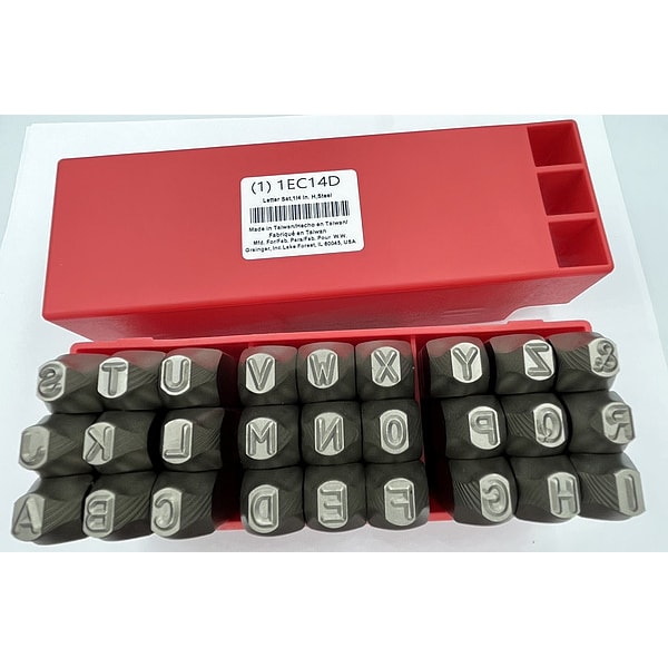 Zoro Select Letter Set, 1/4 In. H, Steel - 1EC14