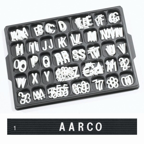Aarco Universal Single Tab Changeable Letters, 1'' Helvetica Style Typeface, 165 Characters per Set - HF1.0