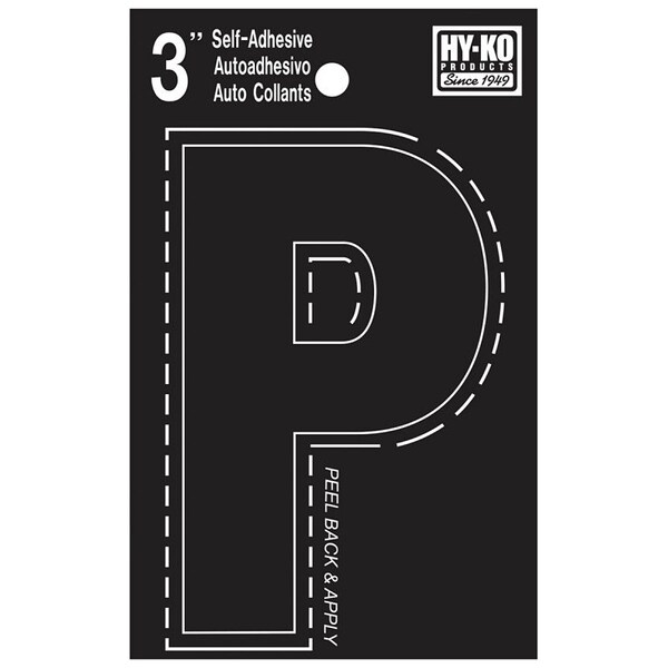 Hy-Ko 30400 Series Die-Cut Letter, Character: P, 3 in H Character, Black Character, Vinyl - 30426