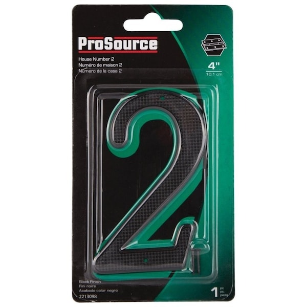 Prosource House Number, Character: 2, 4 in H Character, 2.28 in W Character - N-012-PS