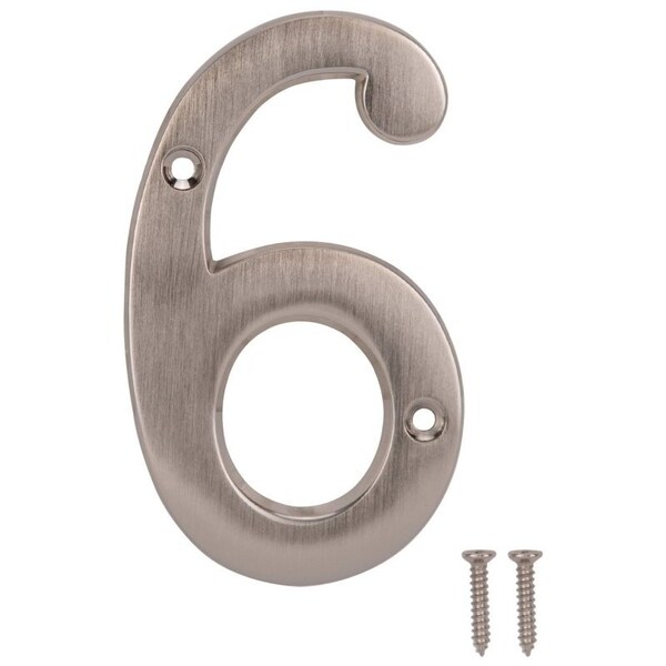 Prosource House Number, Character: 6, 4 in H Character, 2.28 in W Character - N-Z046SN-PS