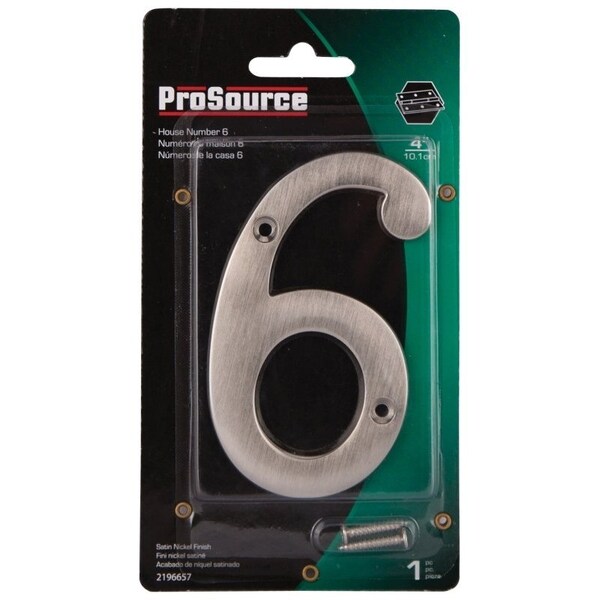 Prosource House Number, Character: 6, 4 in H Character, 2.28 in W Character - N-Z046SN-PS