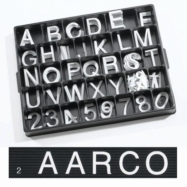 Aarco Universal Single Tab Changeable Letters, 2'' Helvetica Style Typeface, 160 Characters per Set - HF2.0