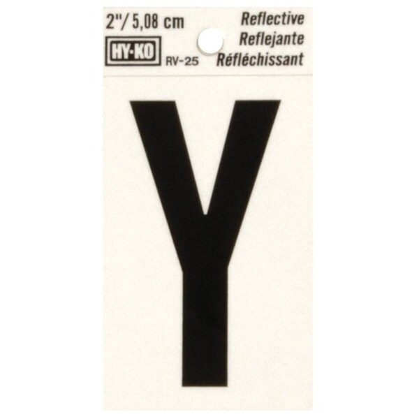 Hy-Ko Reflective Letter, Character: Y, 2 in H Character, Black Character, Silver Background, Vinyl - RV-25/Y