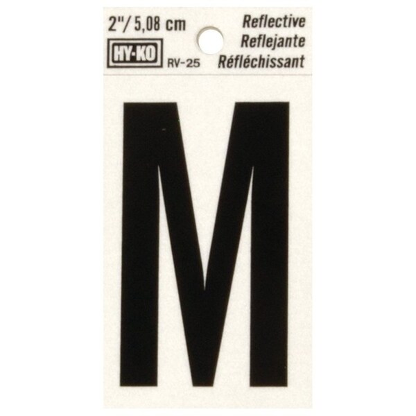 Hy-Ko Reflective Letter, Character: M, 2 in H Character, Black Character, Silver Background, Vinyl - RV-25/M