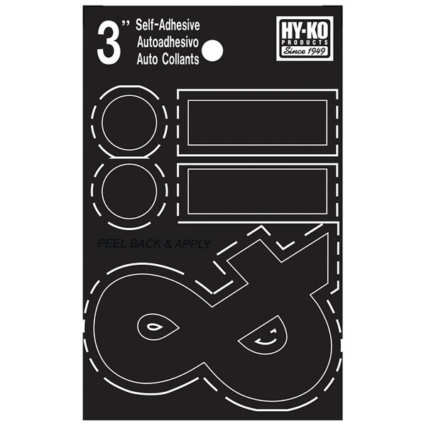 Hy-Ko 30400 Series Die-Cut Symbol Set, Character: .- &, 3 in H Character, Black Character, Vinyl - 30437