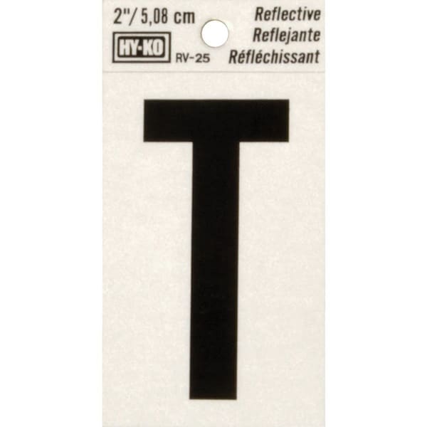 Hy-Ko Vinyl 2 In. Reflective Adhesive Letter, T - RV-25/T