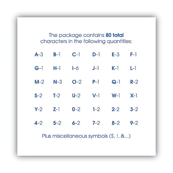 Cosco Letters, Numbers and Symbols, Adhesive, 3", Black, 64 Characters - 098132