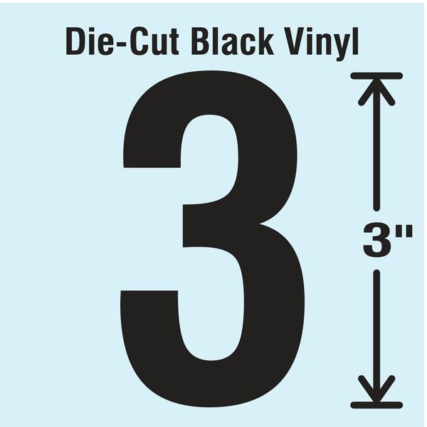 Stranco Die Cut Number Label, 3, 10 Cards, PK10 - DBV-3-3-10