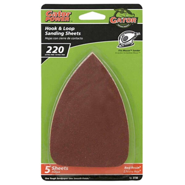 Gator Finishing 3730 3.5 x 5 in. 220 Grit Aluminum Oxide Detail Sanding Sheet- 5 Pack - 197314