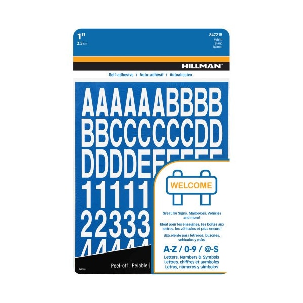 Hillman HILLMAN 1 in. White Vinyl Self-Adhesive Letter and Number Set 0-9"	 A-Z 228 pc - 847215