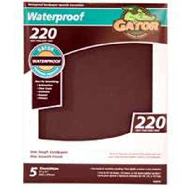 Gator Finishing 4474 Gator 9 x 11 In. Waterproof Garnet Sandpaper 220 Grit - AL385872