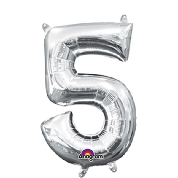 Anagram 16 in. Number 5 Silver Shape Air Fill Foil Balloon - 78531
