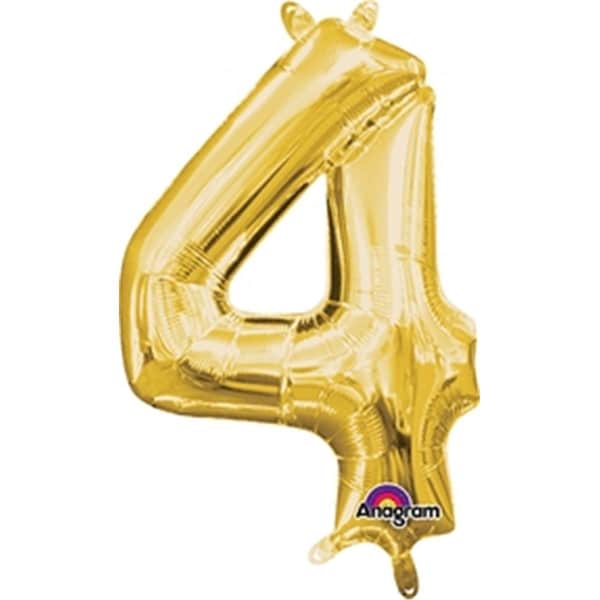 Anagram 16 in. Number 4 Gold Shape Air Fill Foil Balloon - 78530