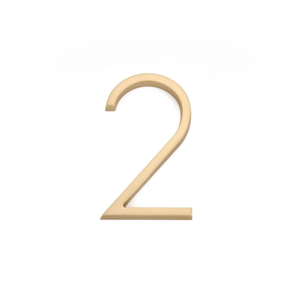 Emtek 7in Modern # 2 House Number Satin Brass Finish - 2832US4