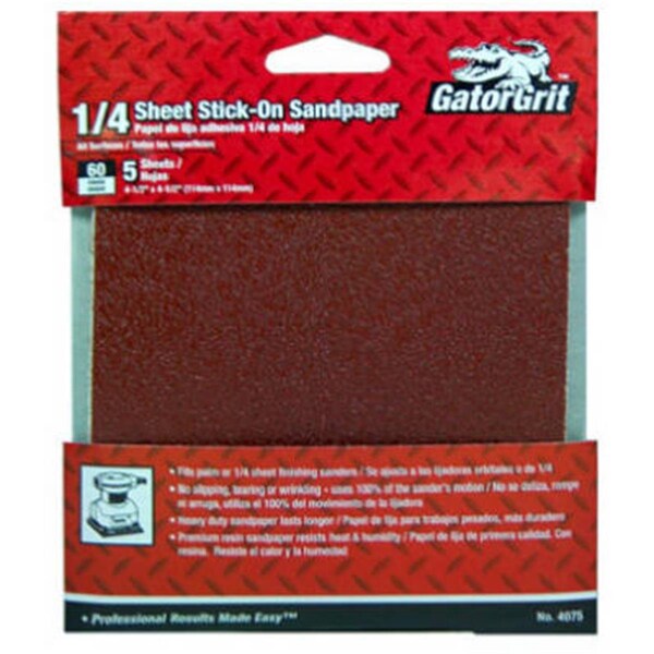 Gator Finishing 4075 4.5 in. 60 Grit Power Sanding Sheet- 5 Pack - 197326