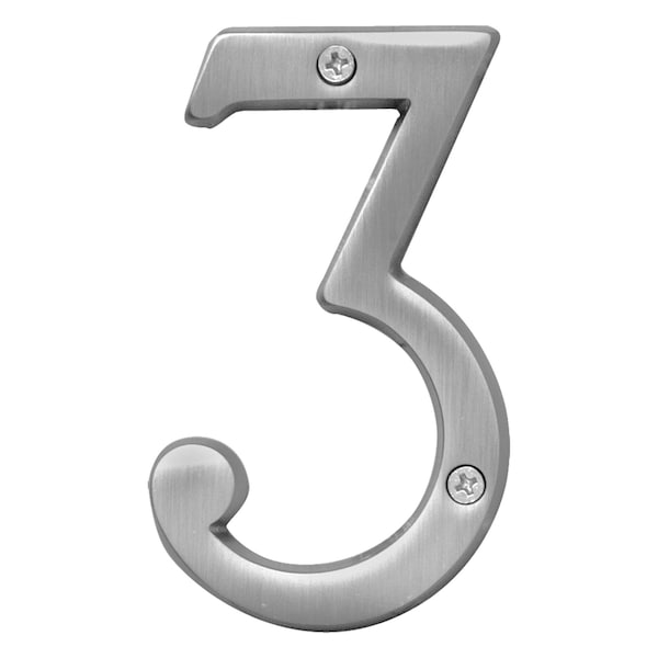 Hy-Ko 4In Satin Nickel Number 3, 3PK - A30933