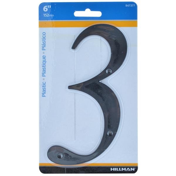 Recinto 6 in. No.3 Plastic Nail-On House Number, Black - 1 Piece, 3PK - RE3309670