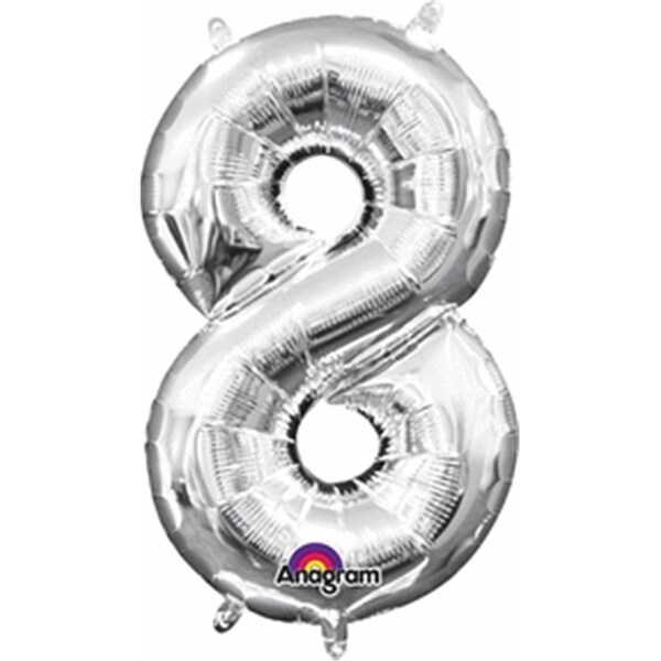 Anagram 16 in. Number 8 Silver Shape Air Fill Foil Balloon - 78537