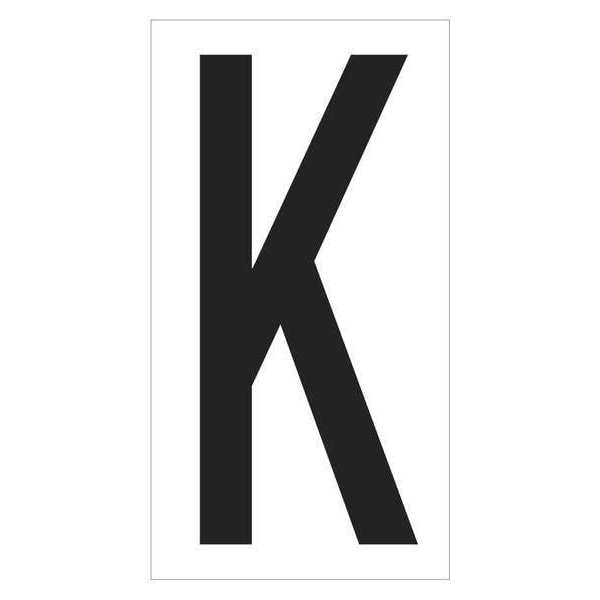 Partners Brand Vinyl Warehouse Letter Labels, "K", 3 1/2", Black/White, 50/Case - DL9310K