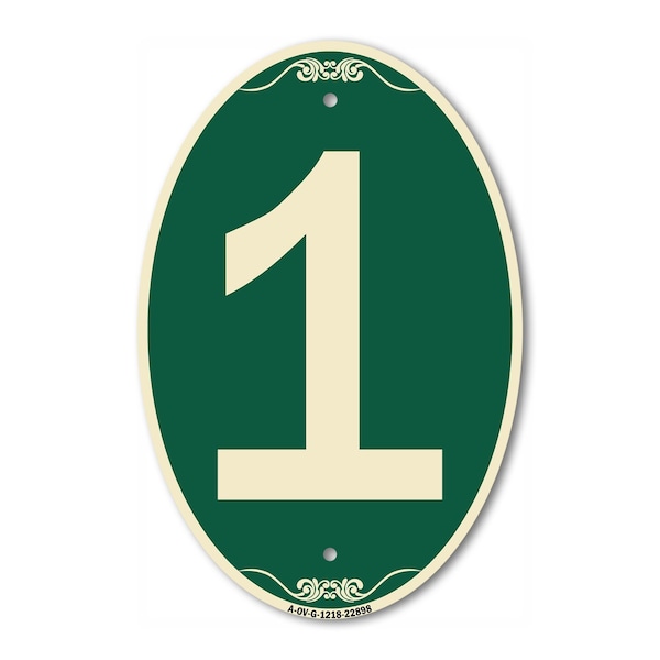 Signmission Number 1, 12 Inch X 18 Inch Architectural Oval, Heavy Gauge Aluminum - A-OV-G-1218-22898