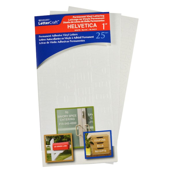 Westcott Permanent Vinyl Lettering, Helvetica1" - 15861