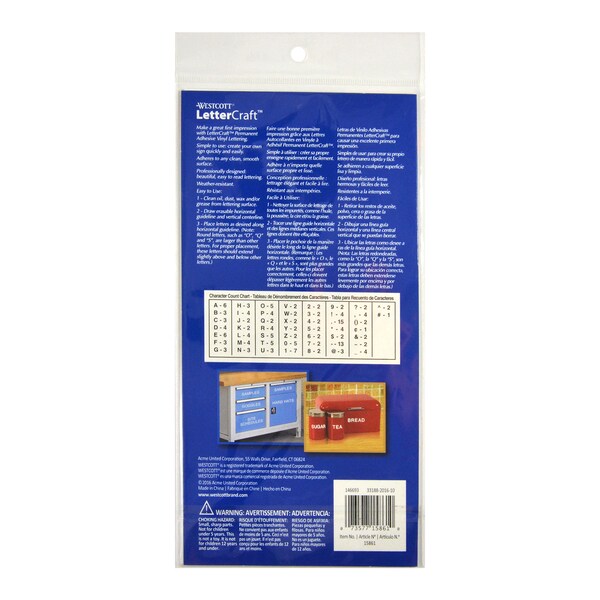 Westcott Permanent Vinyl Lettering, Helvetica1" - 15861