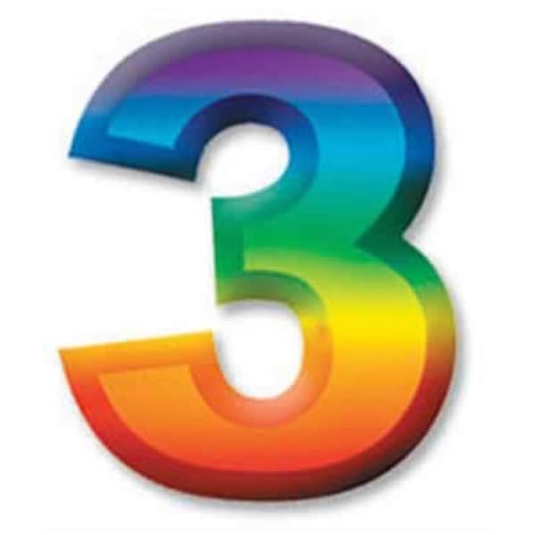 Goldengifts Multi-Color Plastic 3-D Number 3, 24PK - GO714904