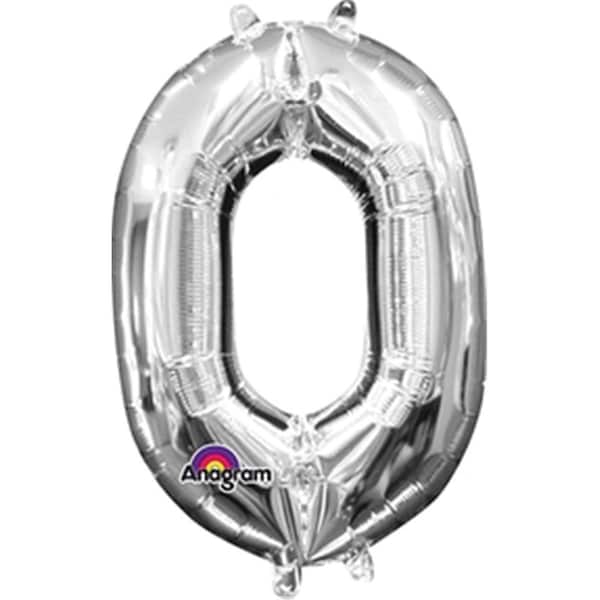 Anagram 16 in. Number 0 Silver Shape Air Fill Foil Balloon - 78521