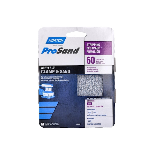 Norton Abrasives Norton ProSand 5-1/2 in. L X 4-1/2 in. W 60 Grit Aluminum Oxide Sanding Sheet 6 pk - 07660768541