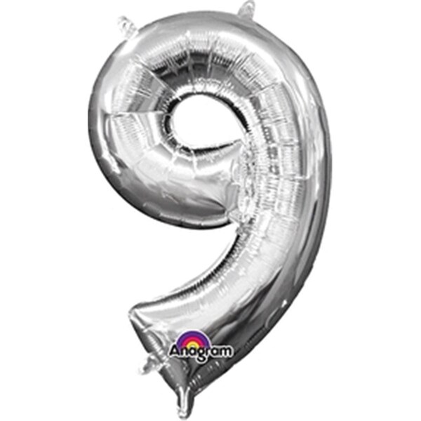 Anagram 16 in. Number 9 Silver Shape Air Fill Foil Balloon - 78539