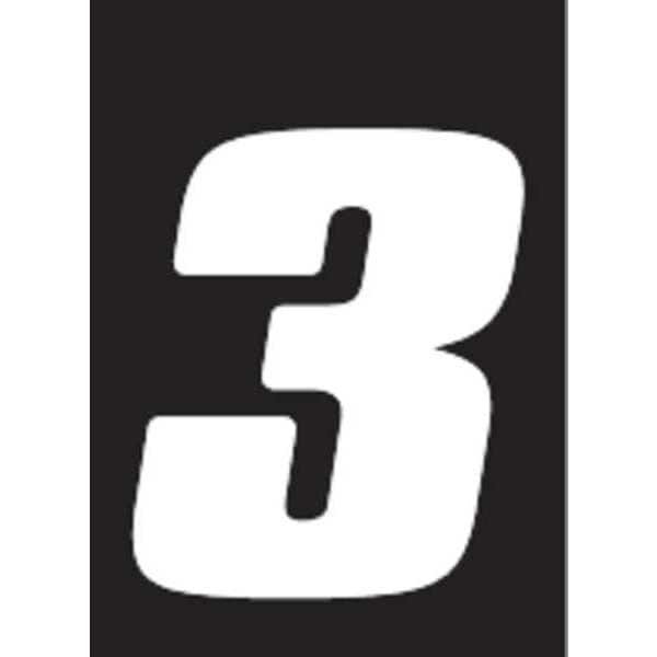 Hardline Products Number Label, Wht, Vinyl, 4 in. H, No. 3, PK3 - DB43W-3