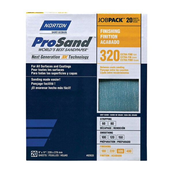 Norton Abrasives Norton ProSand 11 in. L X 9 in. W 320 Grit Aluminum Oxide Sandpaper 20 pk - 7660768166