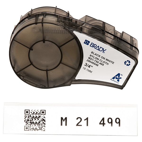 Brady Aggressive Adhesive Multi-Purpose Nylon Labels, 3/4 in W x 16 ft L, Black on White - M21-750-499