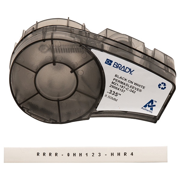 Brady PermaSleeve Heat Shrink Wire and Cable Labels, 7 ft Roll Length, 3/8 in Roll Width, Black on White - M21-187-C-342