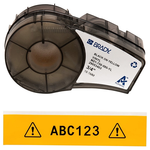 Brady Label Tape Cartridge, Black/Yellow, Labels/Roll: Continuous - M21-750-595-YL