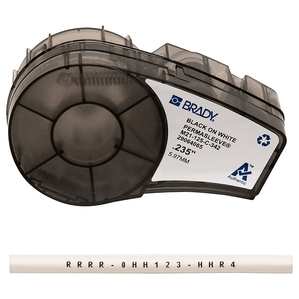 Brady Label Tape Cartridge, Black/White, Labels/Roll: Continuous - M21-125-C-342