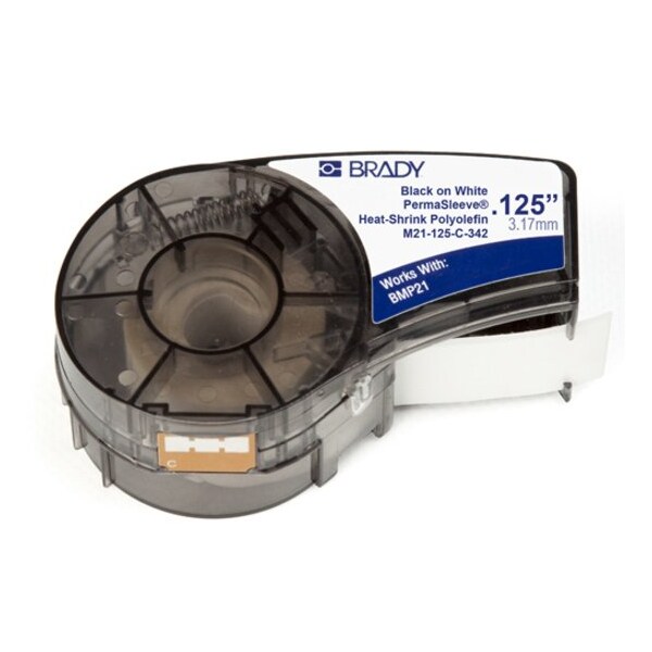 Brady Label Tape Cartridge, Black/White, Labels/Roll: Continuous - M21-125-C-342