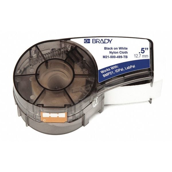 Brady Label Tape Cartridge, Black/White, Labels/Roll: Continuous - M21-500-499-TB