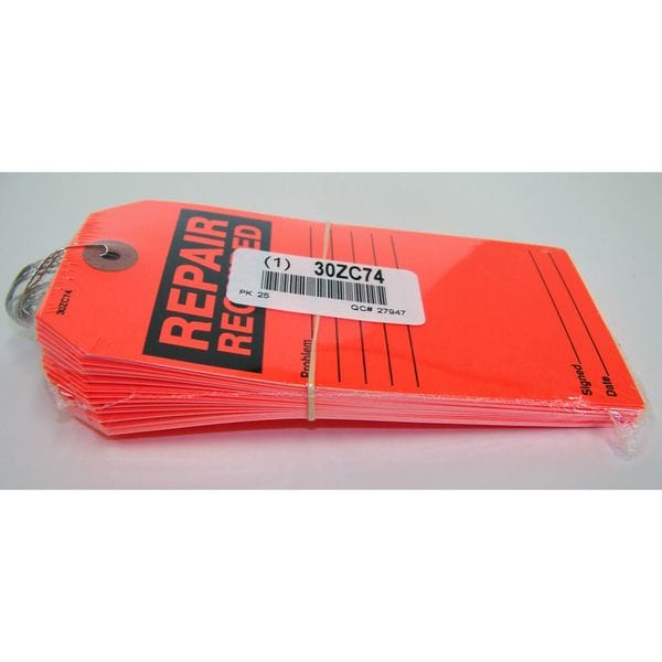 Zoro Select Repair Required Tag, Blck/Red, Paper, PK25 - 30ZC74