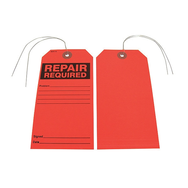 Zoro Select Repair Required Tag, Blck/Red, Paper, PK25 - 30ZC74