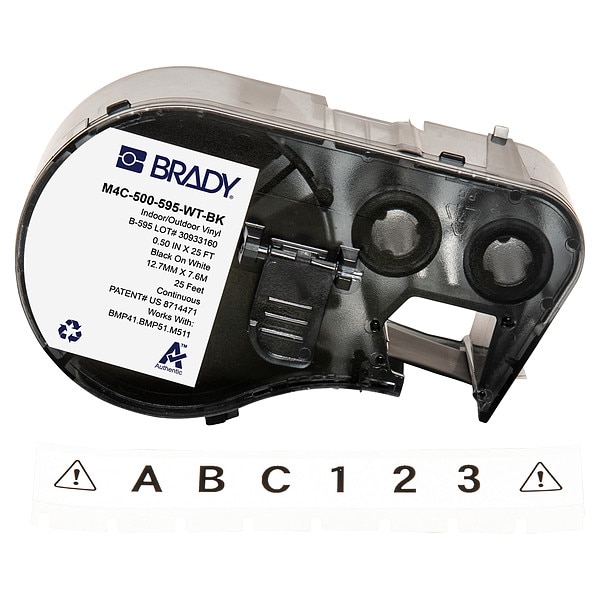 Brady Precut Label Roll Cartridge, White, Gloss - M4C-500-595-WT-BK
