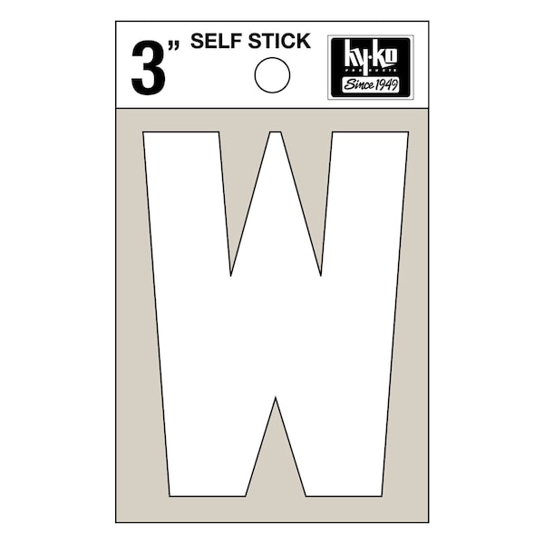 Hy-Ko 3In White Vinyl Letter W, 10PK - A30533