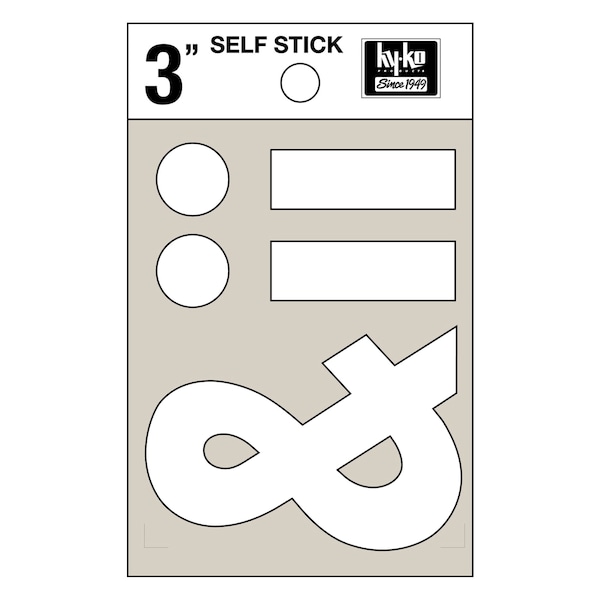 Hy-Ko 3In White Vinyl Symbols, 10PK - A30537